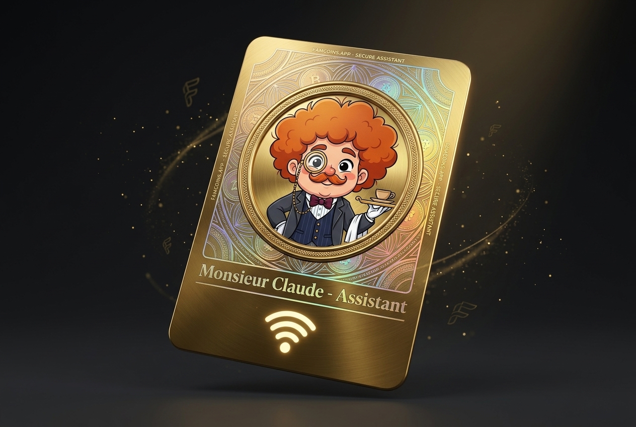 Child tapping custom FamCoins NFC chore card
